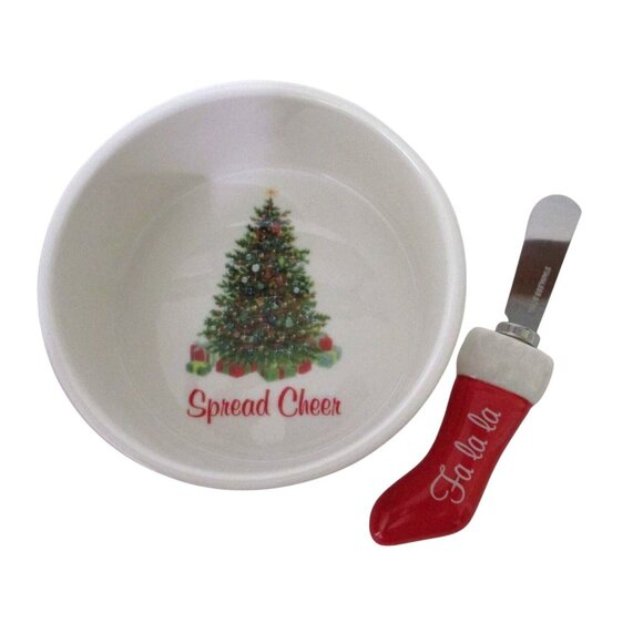 Martha Stewart Holiday Garden Dip Set With Bowl & Spreader - Picture 2 of 6